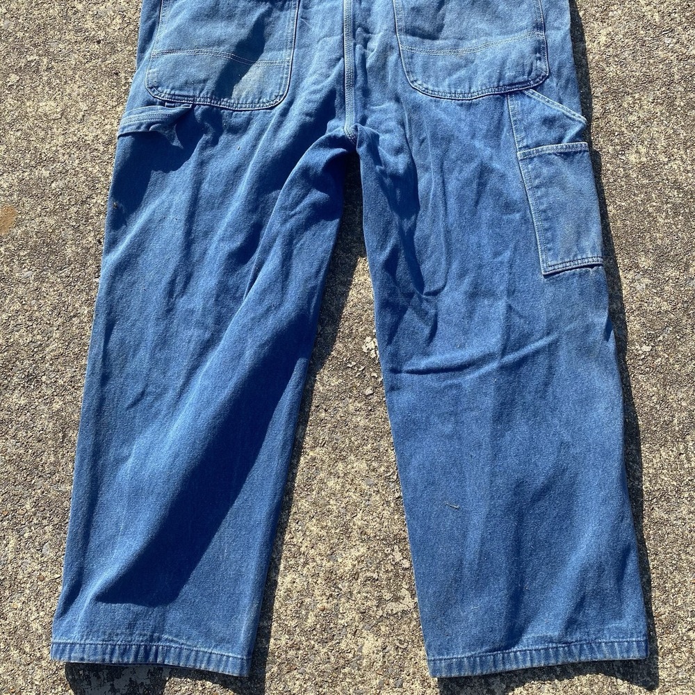 Liberty Denim Bib Overalls Farmer Carpenter Soft Worn Mens 46x30 SEE PICS Distre - Picture 12 of 15